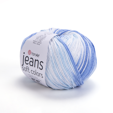 Jeans Soft Colors (Yarnart) 6213 тёмный голубой-суровый, пряжа 50г