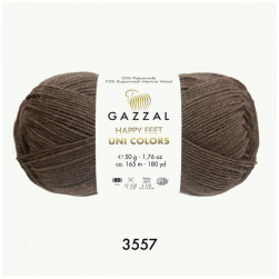 Happy Feet Uni Colors (Gazzal) 3557 коричневый, пряжа 50г