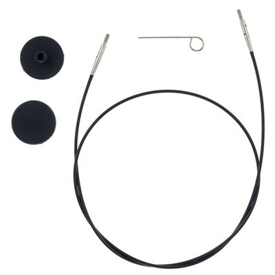 10522 KnitPro черный тросик 56см (80 см) заглушки и кабельный ключик