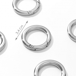 4598300 кольцо-карабин, d 34 мм, толщина 4,5 мм, 5 шт, цвет серебряный