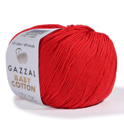 Baby Cotton (Gazzal) 3443 красный мак, пряжа 50г