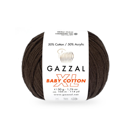 Baby Cotton XL (Gazzal) 3436 коричневый, пряжа 50г