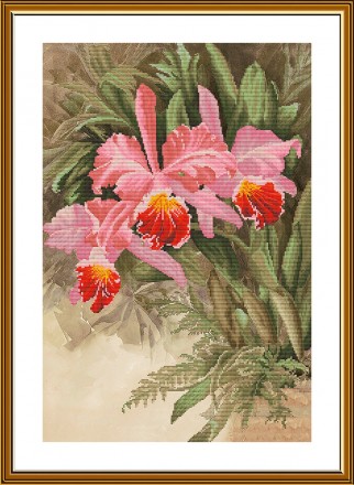 СВ 2239 &quot;Тропическая орхидея&quot; набор для вышивки крестом на канве с фоном
