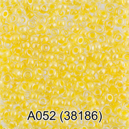 38186 (A052) желтый прозрачный бисер с цветной полосой, 5г