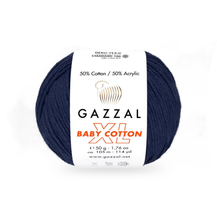 Baby Cotton XL (Gazzal) 3438 темно синий, пряжа 50г