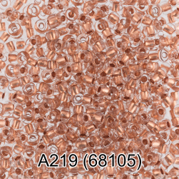 68105 (A219) медь, прозрачный бисер с цветной полосой, 5г