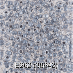 38642 (E262) серый, прозрачный бисер с цветной полосой, 5г