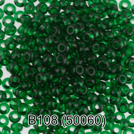 50060 (B108) зеленый прозрачный бисер, 5г