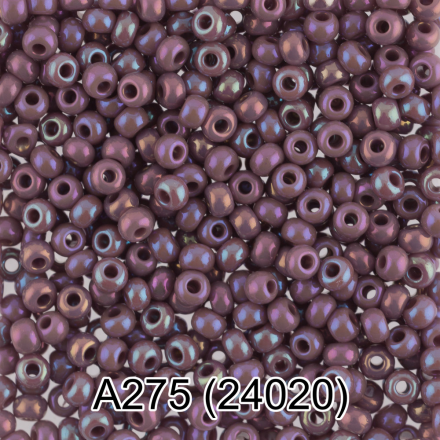 24020 (A275) лиловый/меланж непрозрачный радужный бисер, 5г