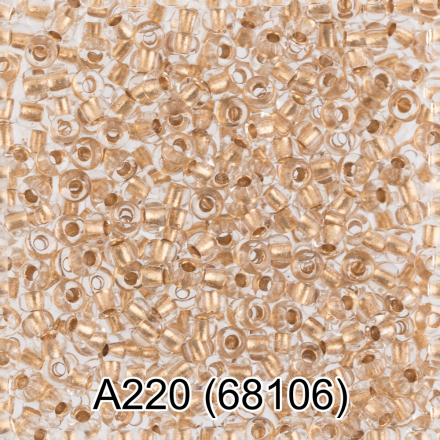 68106 (A220) бронза, прозрачный бисер с цветной полосой, 5г