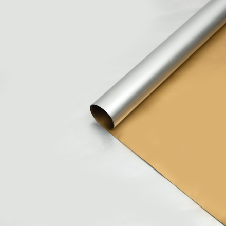 7753132 серебро-золотая металлизированная бумага упаковочная 50х70 см 2 листа