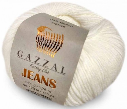 Jeans (Gazzal) 1101 белый, пряжа 50г