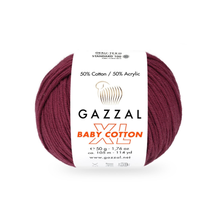 Baby Cotton XL (Gazzal) 3442 бордо, пряжа 50г