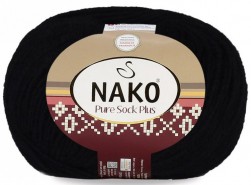 Pure Sock Plus (Nako) 217 черный, пряжа 100г