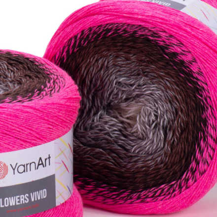 Flowers Vivid (Yarnart) 501 розовый-шоколад-белый, пряжа 250г