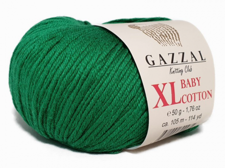 Baby Cotton XL (Gazzal) 3456 зеленый, пряжа 50г