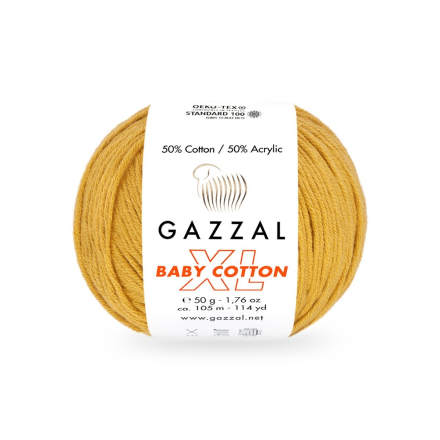 Baby Cotton XL (Gazzal) 3447 горчица, пряжа 50г
