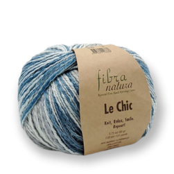 Le Chic (Fibra Natura) 15-202 белый-голубой, пряжа 50г