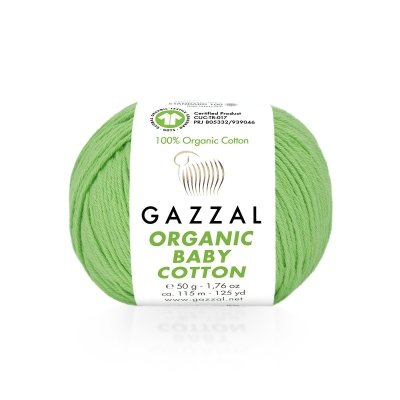Organic Baby Cotton (Gazzal) 421 салатовый, пряжа 50г