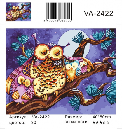 VA-2422 &quot;Красочные совы (худ. Букреева И.)&quot; картина по номерам