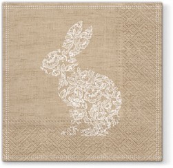 SDL121407 &quot;Кролик из кружева (коричневый)&quot;, салфетка для декупажа 33х33 см