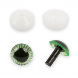 PGSL-11F зеленый, глаза пластиковые с фиксатором 11мм 10шт