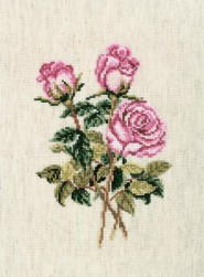 С179 &quot;Розы на льняной ткани&quot; набор для вышивания крестом