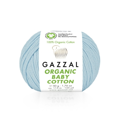 Organic Baby Cotton (Gazzal) 423 голубой, пряжа 50г