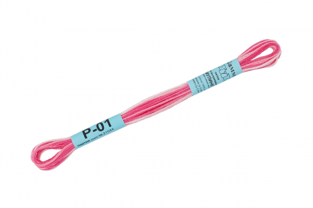 P-01 малиновый-св.розовый, нитки мулине меланж Gamma 8м