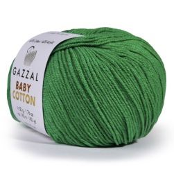 Baby Cotton (Gazzal) 3456 зеленый, пряжа 50г
