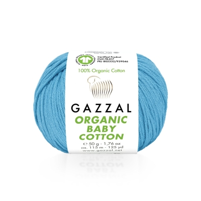 Organic Baby Cotton (Gazzal) 424 бирюза, пряжа 50г