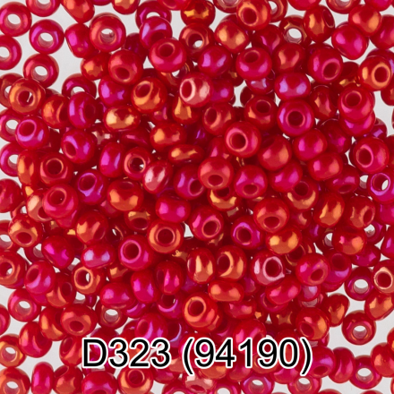 94190 (D323) красный/меланж, круглый бисер Preciosa 5г