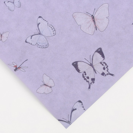 2741512 &quot;Лавандовые бабочки&quot; бумага упаковочная двухсторонняя крафт 50х70 см