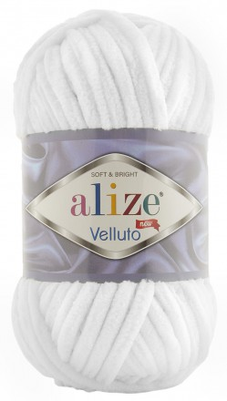 Velluto (Alize) 55 белый, пряжа 100г