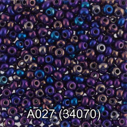 34070 (A027) синий/меланж, круглый бисер Preciosa 5г