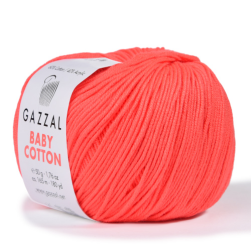 Baby Cotton (Gazzal) 3459 оранжевый неон, пряжа 50г
