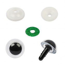 PGSB-11 зеленые глаза пластиковые с блестящей вставкой d 11 мм 2 шт