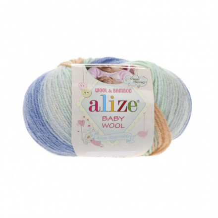 Baby Wool Batik (Alize) 6539 желто-синий, пряжа 50г