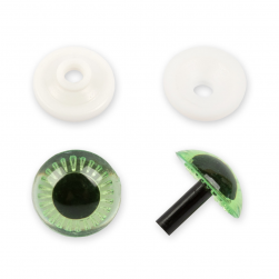 PGSL-13F зеленый, глаза пластиковые с фиксатором 13мм 10шт