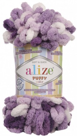 Puffy Color (Alize) 5923 сирень принт, пряжа 100г