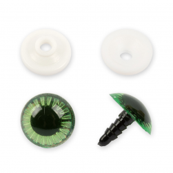 PGSL-20F зеленый, глаза пластиковые с фиксатором 20мм 10шт