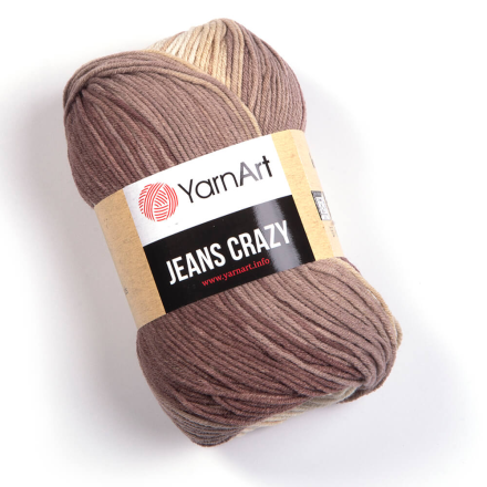 Jeans Crazy (Yarnart) 8201 коричневый принт, пряжа 50г
