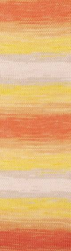 Bella batik (Alize) 7687 бежевый-желтый-оранж принт, пряжа 100г