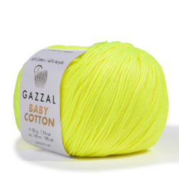 Baby Cotton (Gazzal) 3462 желтый неон, пряжа 50г