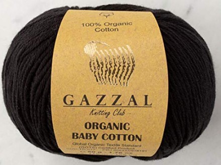 Organic Baby Cotton (Gazzal) 430 черный, пряжа 50г