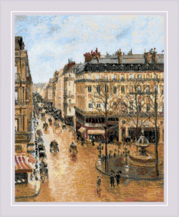 1955 &quot;Улица Сент-Оноре по мотивам картины К. Писсарро&quot; набор для вышивки крестом