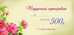 Бумажный подарочный сертификат на 500 руб.