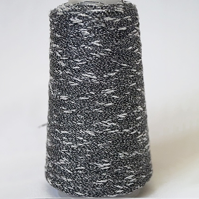 Узелковый люрекс (Фабричный Китай) 35 черный-серебро, пряжа 50г 