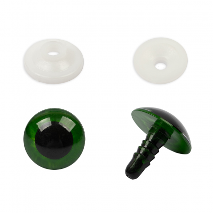 PGKS-18 зеленые глаза кристальные с фиксатором d 18 мм 2 шт