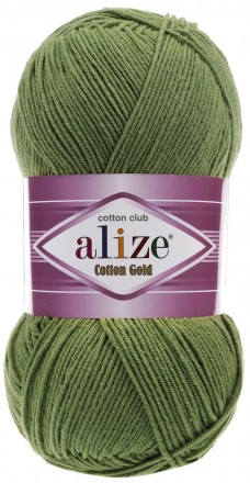 Cotton Gold (Alize) 485 дымчато-зеленый, пряжа 100г